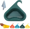 Faucet Hanging Filter Basket, Faucet Hanging Filter Basket for Kitchen Sink, Kitchen Sink Drain Basket Swan, Multifunctional Kitchen Triangular Sink Filter (Green)