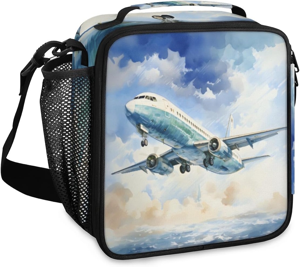 TropicalLife Airplane Print Lunch Box for Men Women Reusable Lunch Boxes Insulated Lunch bag Lunchbox for Office, Work, Picnic