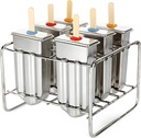 Stainless Steel Popsicle Molds, Set of 6 Ice Cream Maker, Ice Pop Molds With Holder, Metal Reusable Homemade Popsicle Molds with Sticks and Bags (Round Head, with Slot)