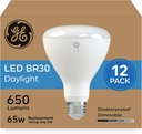 GE LED Light Bulbs, 65 Watt, Daylight, BR30 Indoor Floodlights (12 Pack)