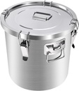 304 Stainless Steel Airtight Canister, 25lb Rice Storage Container 16L/4.2 Gal Metal Cereal Bucket Storage with Lids and 4 Locking Clamp for Bean Flour Oil Sugar Milk Coffee Canister