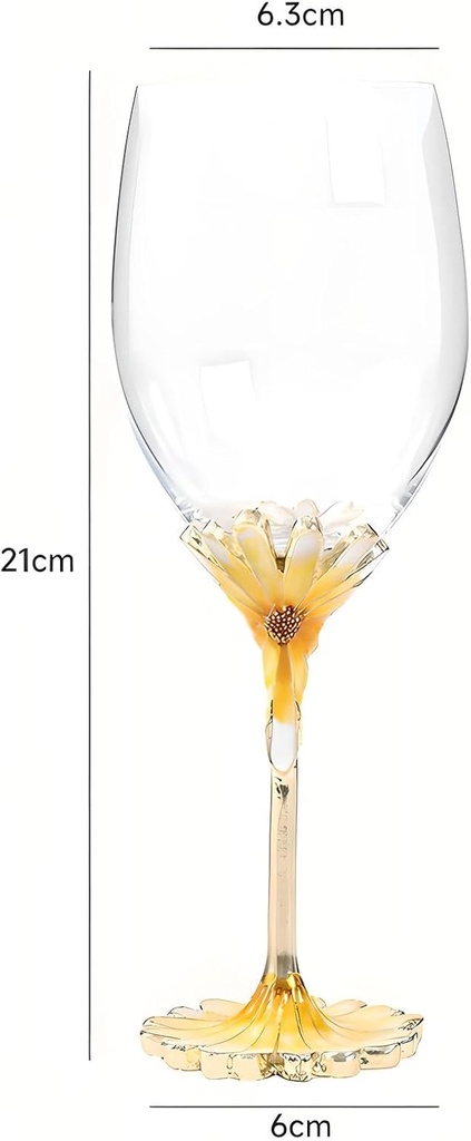 Simcat Handmade Painted Enamel Flower Glass Wine Glasses Transparent Refined Goblet, Stem For Cabernet, Gifts (pink single gift box,small flower)