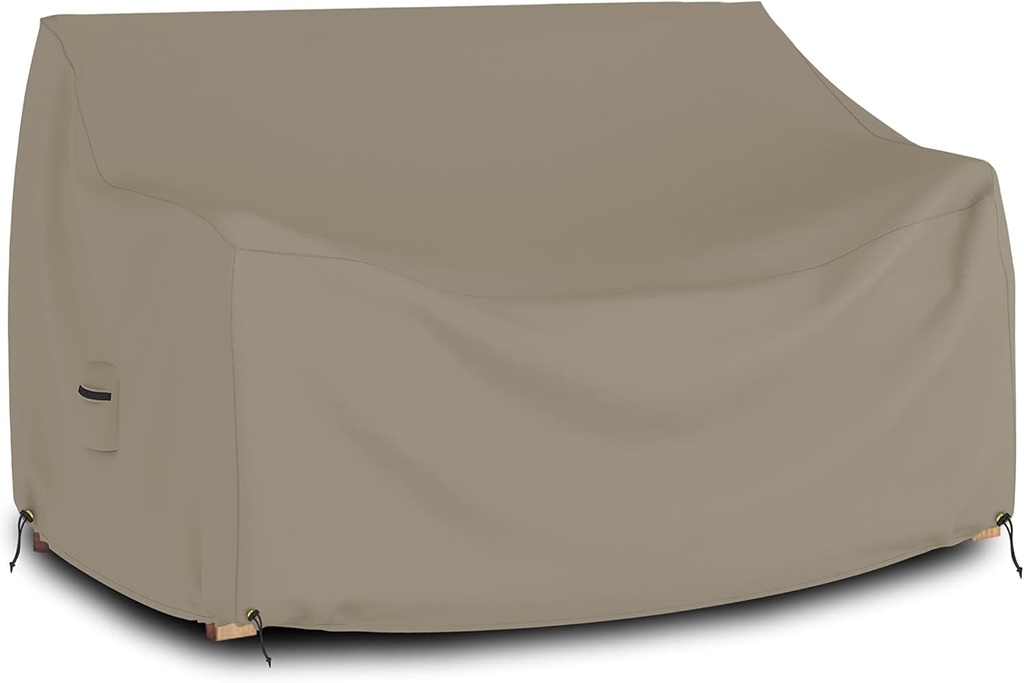 Covers & all Outdoor Loveseat Sofa Cover, 12 Oz Waterproof UV & Weather Resistant Patio Furniture Bench Cover Outdoor Use with Air Vent & Drawstrings (88"W x 33"H x 33"D x 15"FH, Beige)
