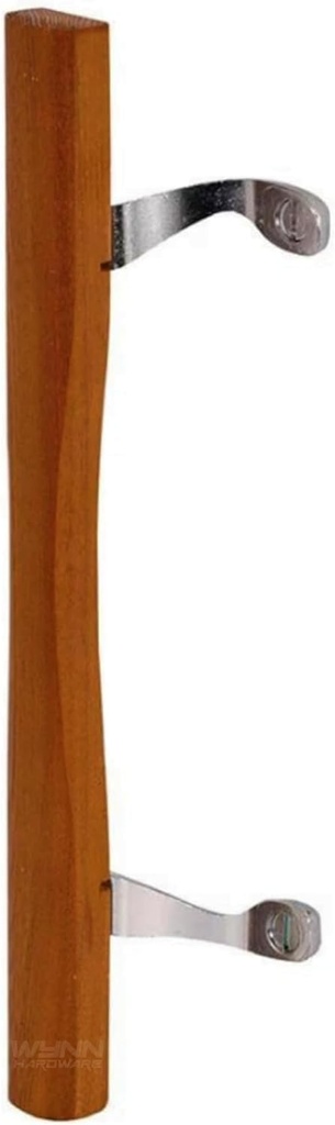 Sliding Glass Door Wood Handle Replacement - Chrome with Wood Patio Door Handle 10" with 6-5/8" Hole spacing - Sliding Patio Glass Door Handle Repair