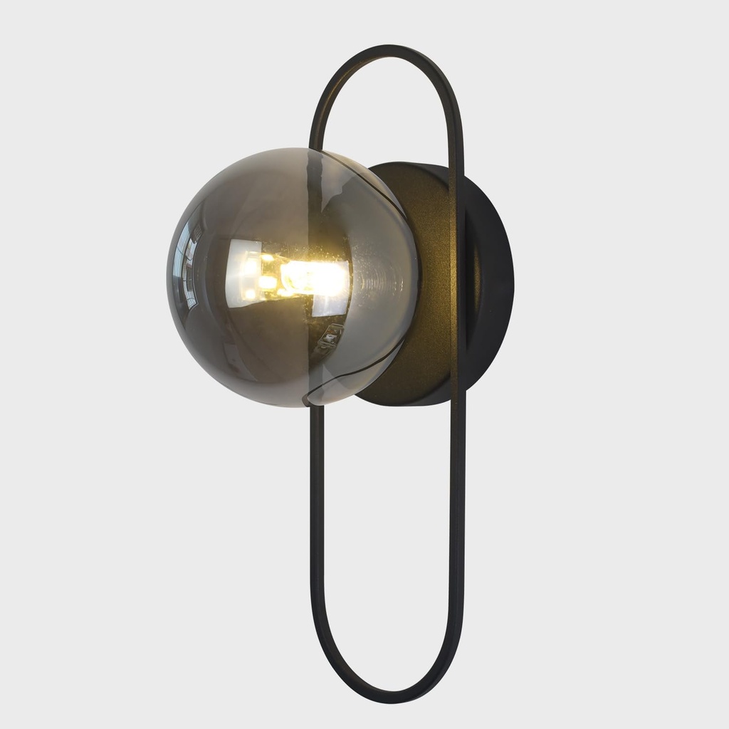 Smoked Glass Wall Sconces Black Bathroom Vanity Light Fixture Vintage Flush Mount Wall Sconce Lighting Mid Century Modern Hallway Sconce Farmhouse Globe Wall Light