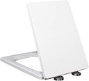 WinZo Rectangular Toilet Seat Soft Close For WinZo Square Toilet Bowl WZ5070, Heavy Duty Hard Plastic Replacement Cover (Glossy White)