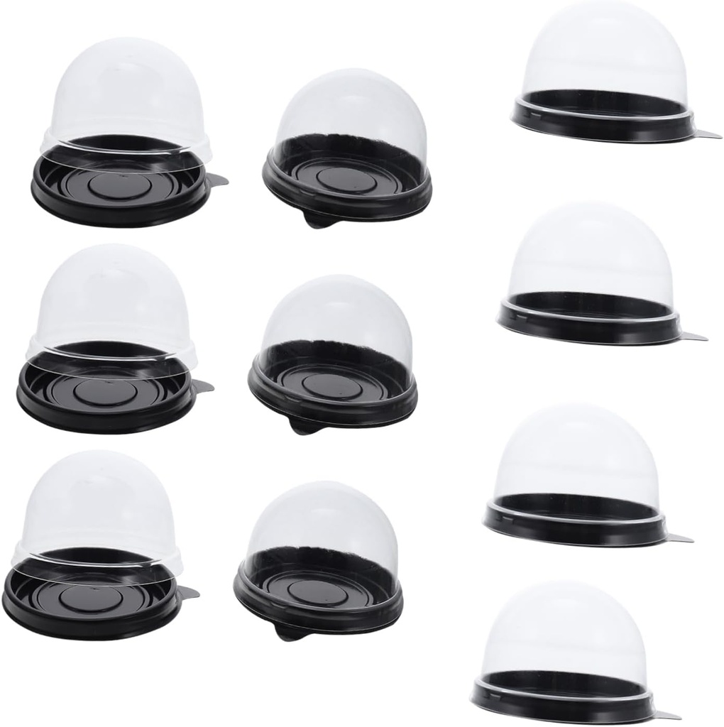 LIFKOME 100 Pcs Moon Cake Boxes 7x7x5cm Egg-Yolk Puff Plastic Packaging Waterproof Dessert Holders for Bakery Supplies and Party Use