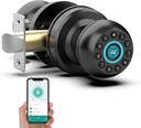 Anweller Smart Door Knob with Lock, Fingerprint Code Keypad Keyless Entry Electronic Digital Biometric Bluetooth App Control Doorknob for Bedroom Interior Apartment Garage - Black