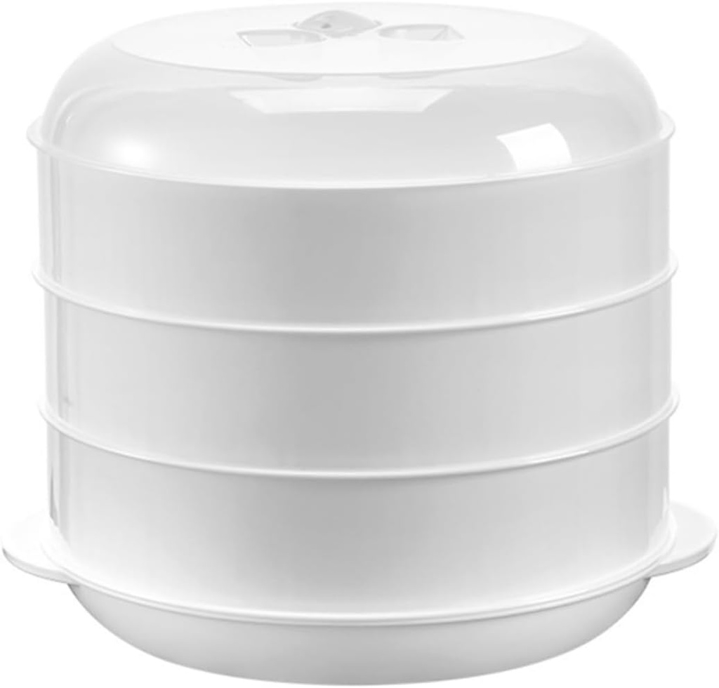 Garneck Microwave Steamer Box Lid 3-Tier Food Heating Steamer for Kitchen Use Plastic Suitable for Vegetables Fish and Rice