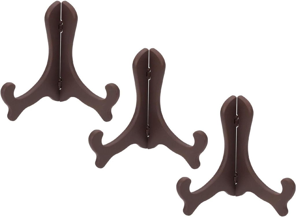 Home and Garden Parts 6 Inch Picture Frame Stand 3 Pcs Plastic Easel Plate Holders Brown #CN/251024/09792