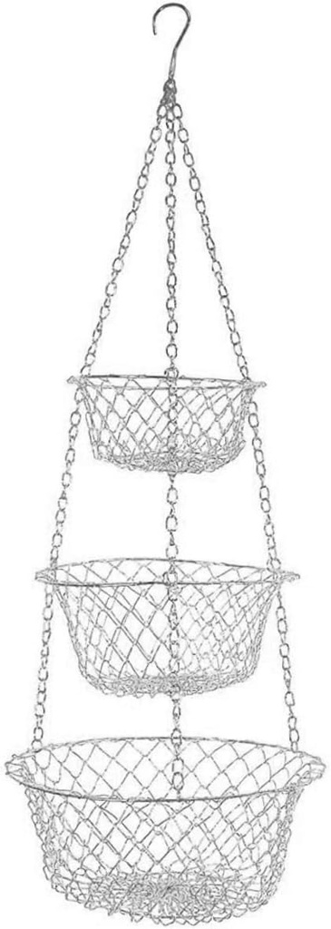 Zerodeko Wall Hanging Basket for Kitchen Storage Heavy Duty Wire Fruit and Vegetable Organizer Elegant Silver Design for Clean and Tidy Spaces