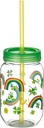 Vibrant Plastic Rainbow Icon Mason Cup with Yellow Straw - 16 oz. (1 Pc.) - BPA-Free & Durable Glass Drinkware for On-The-Go Refreshment - Perfect for Smoothies, Iced Tea, and Cold Drinks