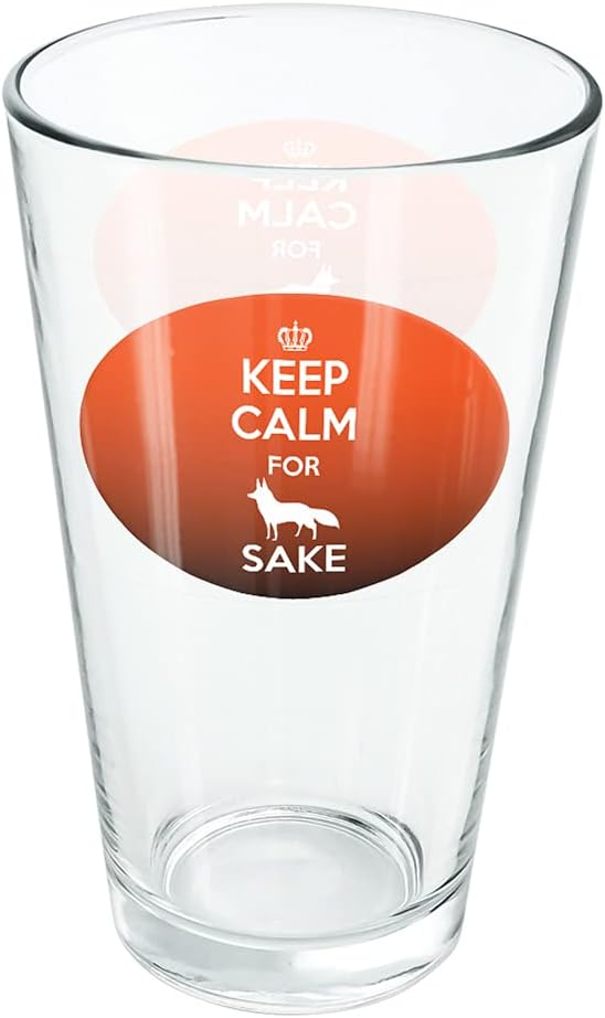LOGOVISION Keep Calm For Fox Sake Funny 16 oz Pint Glass, Tempered Glass, Printed Design & A Perfect Fan Gift | Great for Cold Beverages, Soda, Water