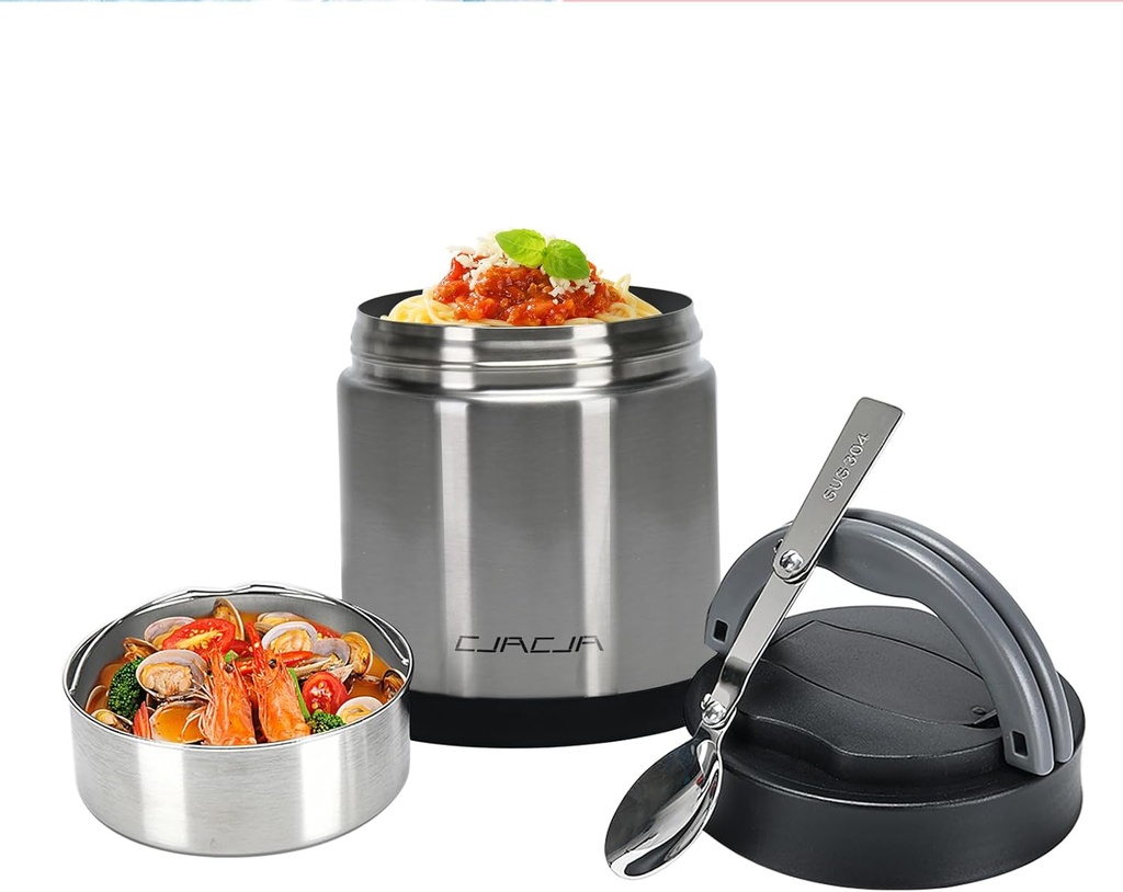 Insulated Food Jar for Adult - 35.2 Oz, Thermo for Hot Food, Soup Thermo, Insulated Food Container, Termos Para Comida Caliente, Width Mouth Stainless Steel Lunch Box with Spoon