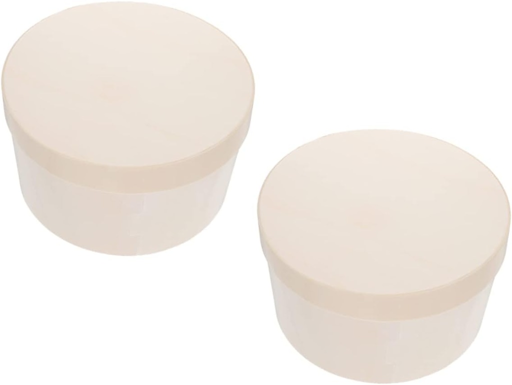 2 Pack Round Dessert Boxes Cheese Cake Carrier Cake Holder Wooden Material Baked Goods