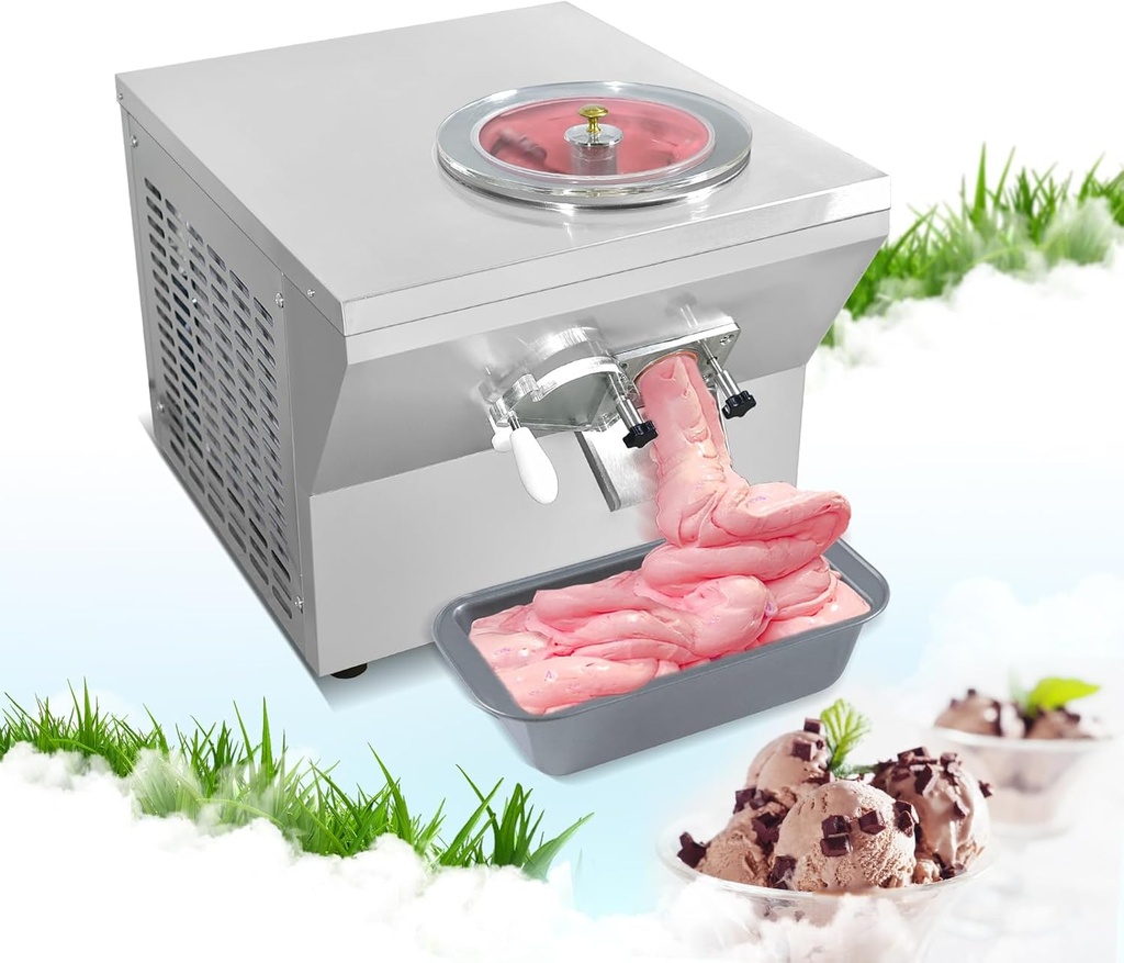 Kolice Commercial Countertop Fresh Fruit Gelato Ice Cream Machine, Italian Water Ice Cream Maker, Hard Ice Cream Machine- 5.5 gallon/hour,vertical feeding+mixing