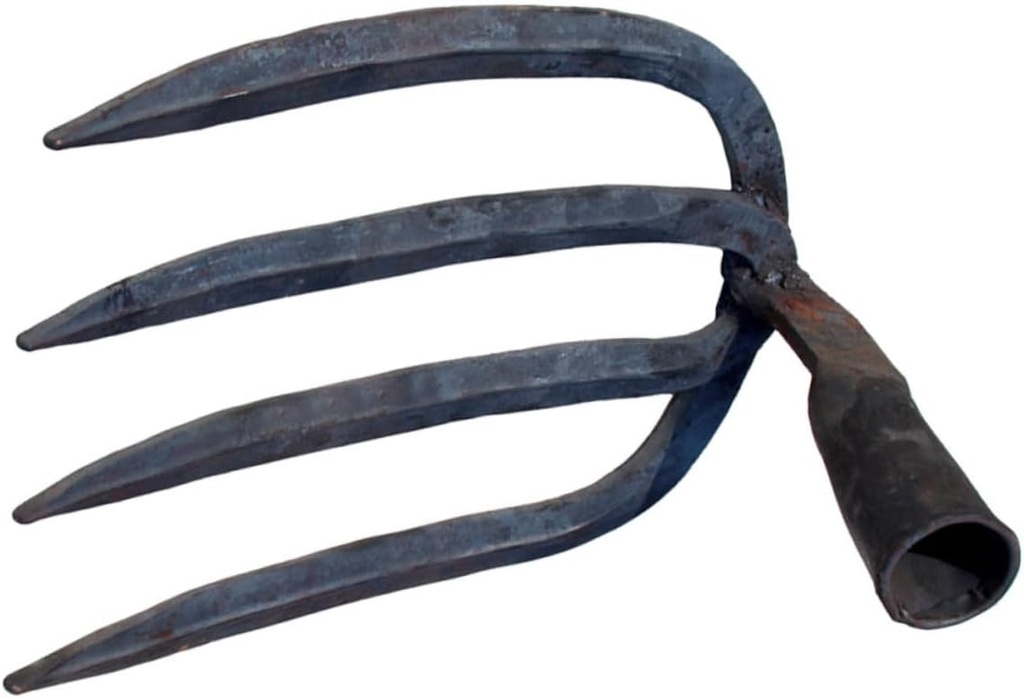 Hand-Hammered Small Teeth Rake Head Steel Gardening Tool for Farm and Soil Preparation with Heavy-Duty Construction