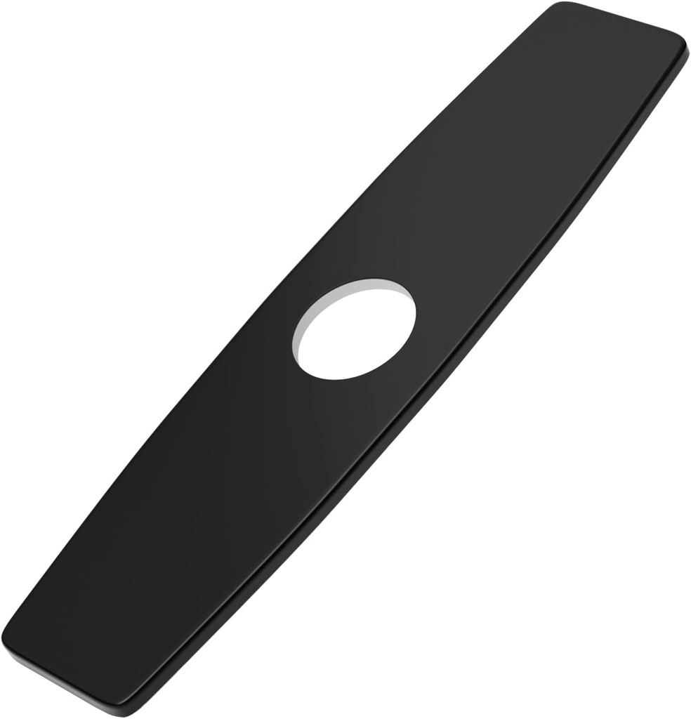 BWE Sink Hole Cover 10 Inch Deck Plate for Black Bathroom or Kitchen Sink Faucet 1 or 3 Hole Escutcheons Stainless Steel Vessel Vanity Sink Matte Black Faucet Cover Oval