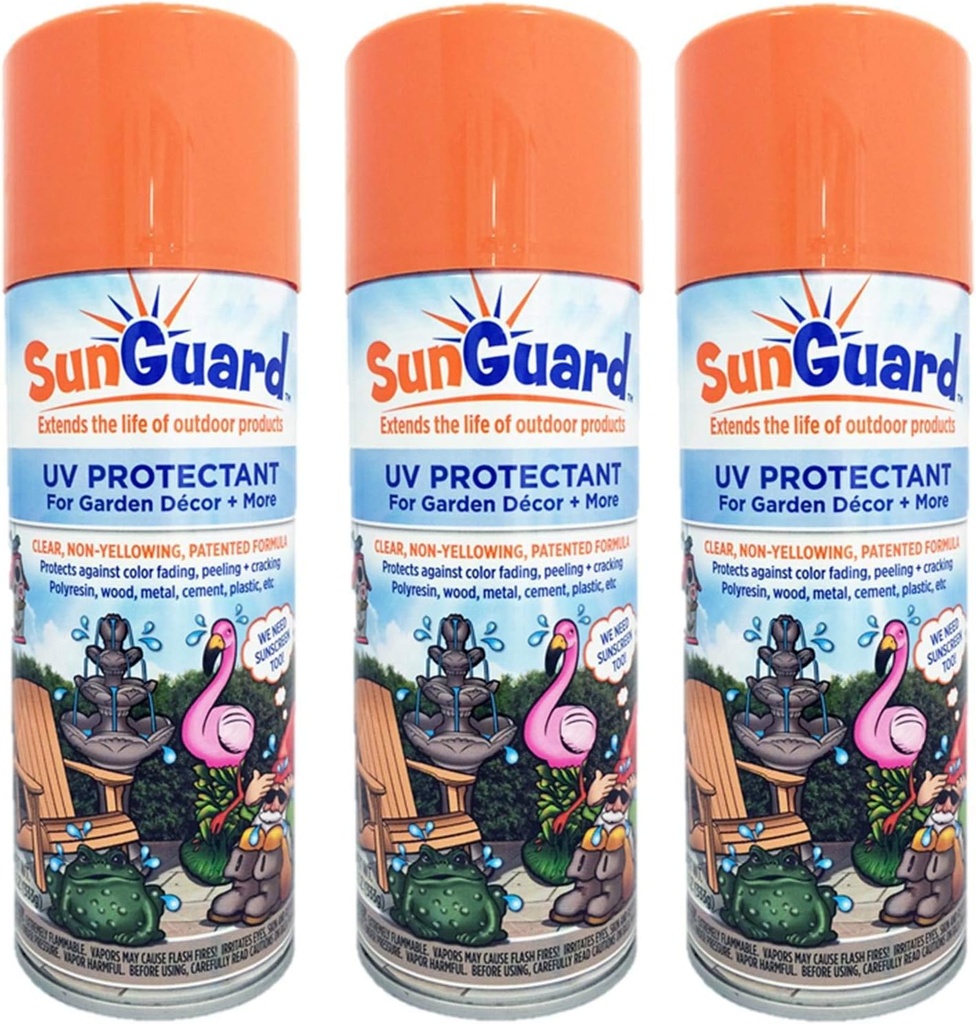 SUNGUARD UV Protectant Spray for Outdoor Decor, Furniture & More (3-Pack) Prevents Fading Peeling and Cracking