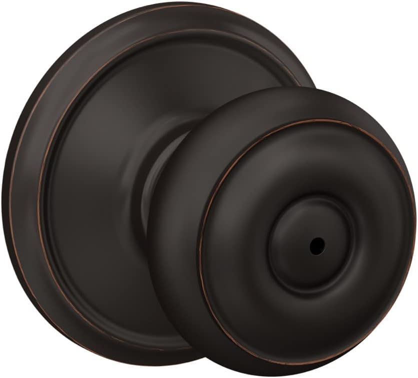 Schlage F40 V GEO 716 Georgian Door Knob, Bed & Bath Privacy Lock, Aged Bronze