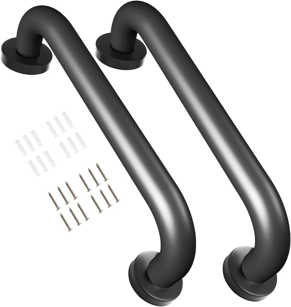 Safety Handle Bar Iron Outdoor Deck Rail Banister Bath Shower Indoor & Outdoor Deck Hand Rail 500LBS Load Capacity Wall Mount Stainless Steel 2 Pack