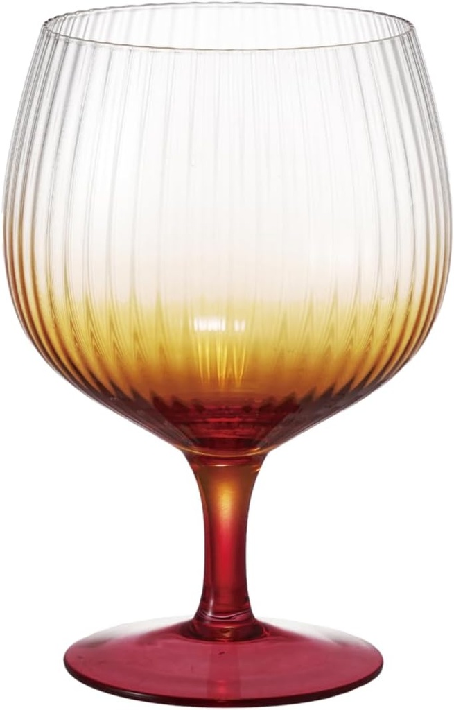 Creative Co-Op 12-Ounce Stemmed Fluted Goblet, Orange Ombre, Set of 4
