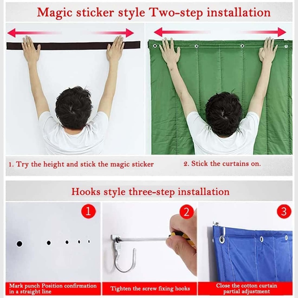 YSUEFIJO Magnetic Door Curtain Winter 51x83in, Thermal Insulated Door Curtain, Windproof Blanket Winter Drapes Room Divider, Household Soundproof Front Door Curtain, for French Doors, Greenhouse