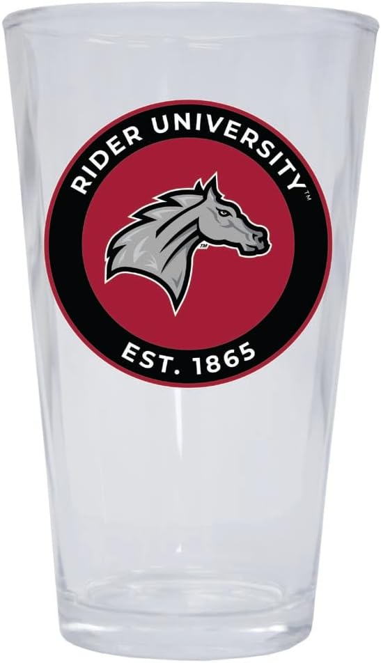 R and R Imports Rider University Broncs 16 oz Pint Glass Officially Licensed Circle Design Single