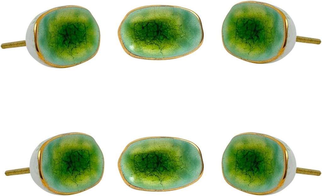 Perilla Home Set of 6 Kono Green Ceramic Knob for Kitchen Cabinets - Ceramic Handles and Pull Knob for Dresser Drawer | Living Room | Kitchen | Bathroom | Closet Cupboard Furniture