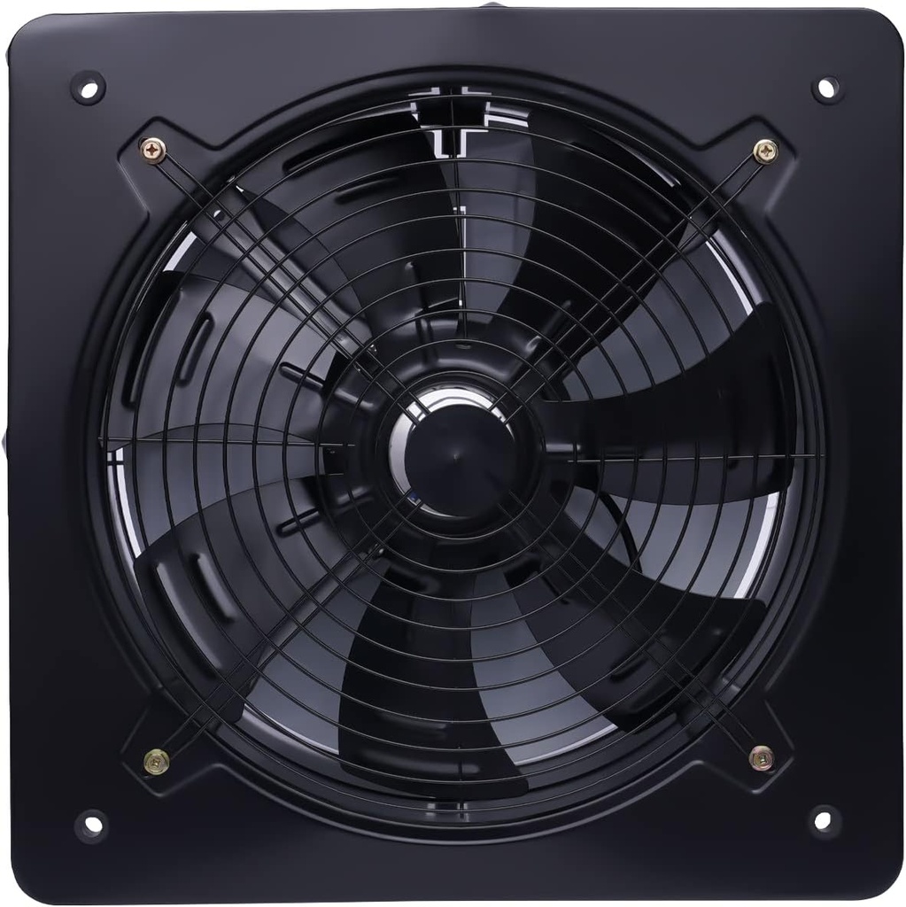 16 Inch Exhaust Fan, Kitchen Fan With Switch Wall Mounted, Extractor Ventilation Blower For Attic, Greenhouse, Basement, Shed, Kitchens Black