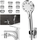 Bathtub Faucet Shower Head Sink with 79" Hose, Tub Faucet Sink Hose Sprayer Attachment Set (8 Adapters) for Bathroom Garden, ON/OFF 6 Modes High Pressure Handheld Shower Extension Kit, Removable