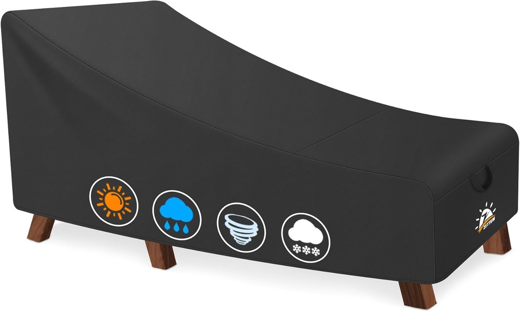 Zettum Outdoor Lounge Chair Cover - Waterproof Patio Chaise Lounge Chair Cover, 600D Heavy Duty Fade-Resistant Outdoor Seating Covers for Pool Lounge Chair, Lawn Bench Furniture 84 x 32 x 32 Inch