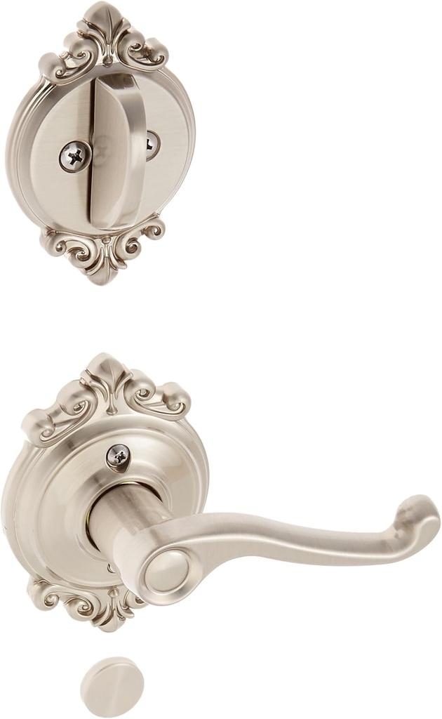 Schlage Lock Company F94-FLA-BRK-RH Flair Lever Right Handed Dummy Interior Pack with Deadbolt, Satin Nickel
