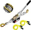 Come Along Winch 2-Ton with Two 1" x8FT Lifting Sling Heavy Duty Power Cable Come Along Tool with Dual Gears 7 Ft 2 Hooks Cable Winch Puller for Recovery Gear