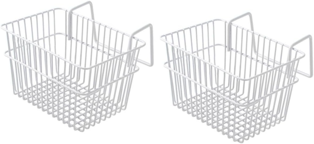 Healifty 2 Pcs Punch Hanging Storage Rack Stainless Steel Bathroom and Kitchen Basket Organizer Space Saving Wall Mounted Storage Basket with Hollow Design for Home Use