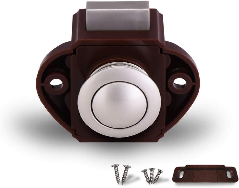 Encell Set of 5 Push Button Catch Cupboard Door Knob Latch Lock for RV Camper Motor Home Caravan