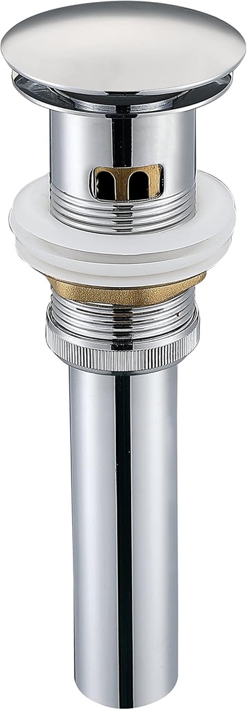 Stainless Steel Pop up Drain for Bathroom Sink Inst Sink Drain with Detachable Basket, Polished Chrome Drain Component with Overflow Bathroom Sink Drain