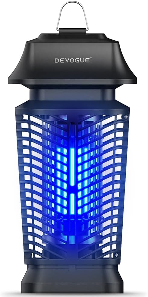 DEVOGUE® Electric Bug Zapper - Electric Blue Violet Attract Insect Light - Modern Stylish Mosquito Fly Killer - Fly Mosquito Control Bug Zapper Outdoor & Home and Kitchen (Black)