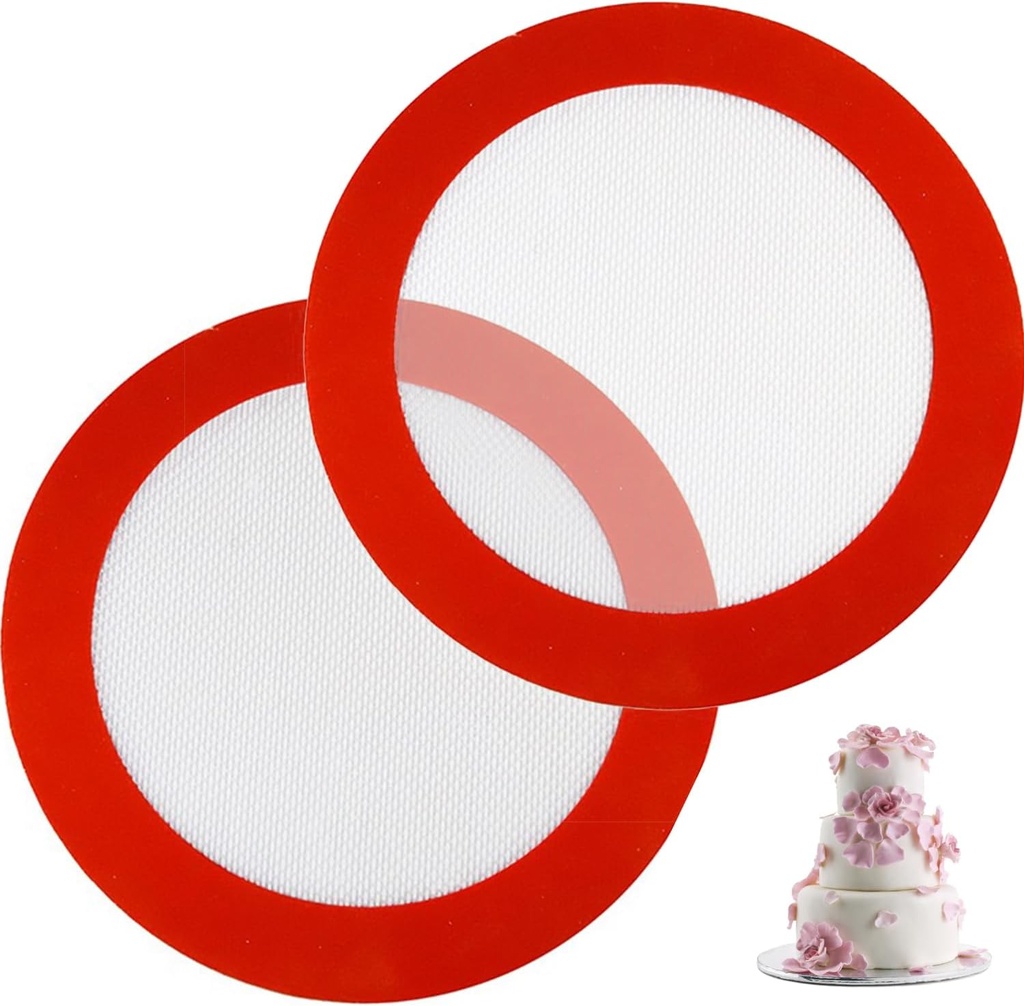 2 Pack Round Silicone Baking Mats,Air Fryer Mat,Reusable Baking Liner for Cakes, Pastry, Pies,Non-Stick,0.75 MM Thick,9 inch Suitable for Air Fryers