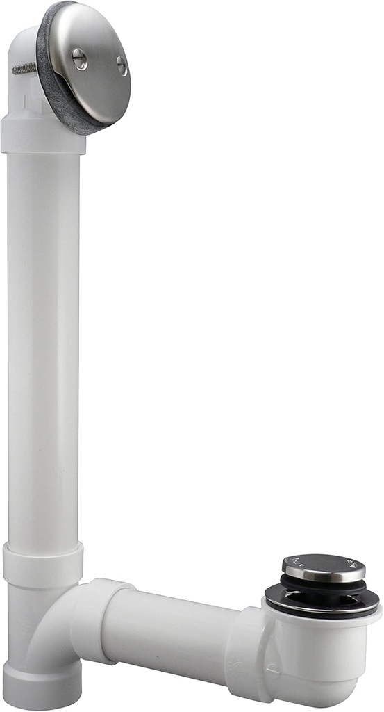 Keeney K630PVCDSBN Foot Lok Stop Bathtub Drain Kit, 1-1/2-Inch Fits All Standard Size Tubs, Brushed Nickel