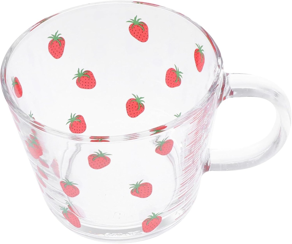 Strawberry Glass Water Cup Scale Elegant Cold Water Juice Mug for Breakfast
