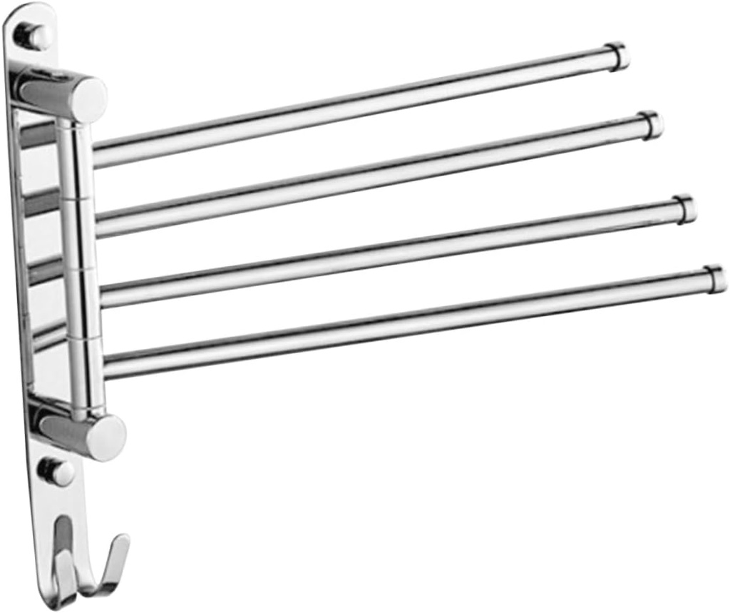 Wall Mounted Bathroom Towel Holder with Rotatable Bars Stainless Steel Towel Rack for Moisture Resistance and Easy Installation