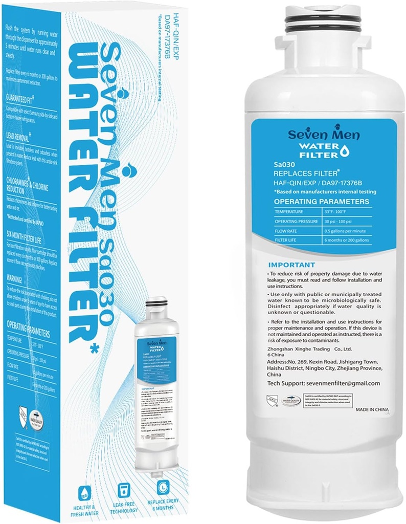DA97-17376B Water Filter for Sam&sung Haf-qin/exp, Rf28t5001sr, Da97-08006c, Rs27t5200sr, Rf28r7351sg, Rf24r7201sr, Rf27t5201sr, 1Pack.