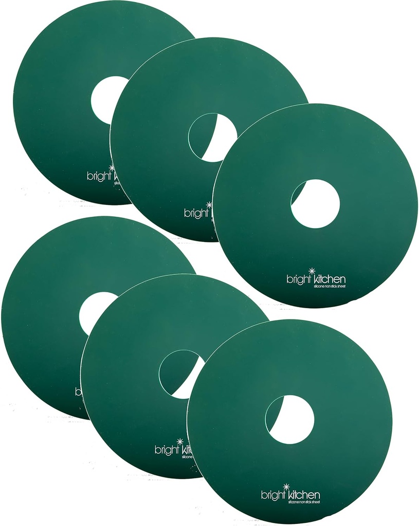 6 Silicone FLAT Dehydrator Sheets fits Nesco NON-Toxic Round Dehydrators Circle Mat Liner ReUsable Flexible Non Stick - 6 FLAT Sheets