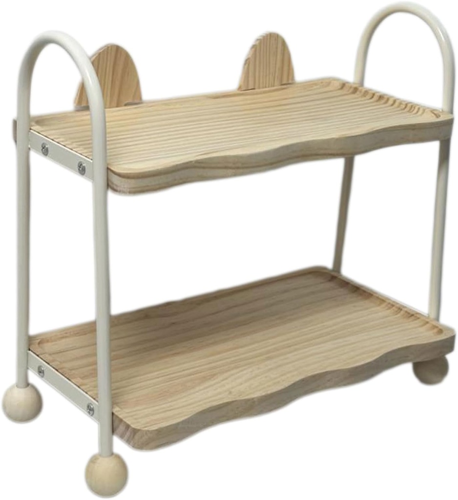 Coffee Bar Organizer Holder 2 Tier Mugs Shelf Tea Condiment Caddy Coffee Pod Storage Rack Wooden Shelfs for Bathroom, Kitchen,A