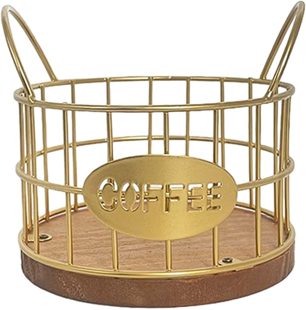 Coffee Pod Holder Organizer, Store 10 52mm Coffee Capsules, Coffee Pod Basket for Countertop, Family, Kitchen, gold