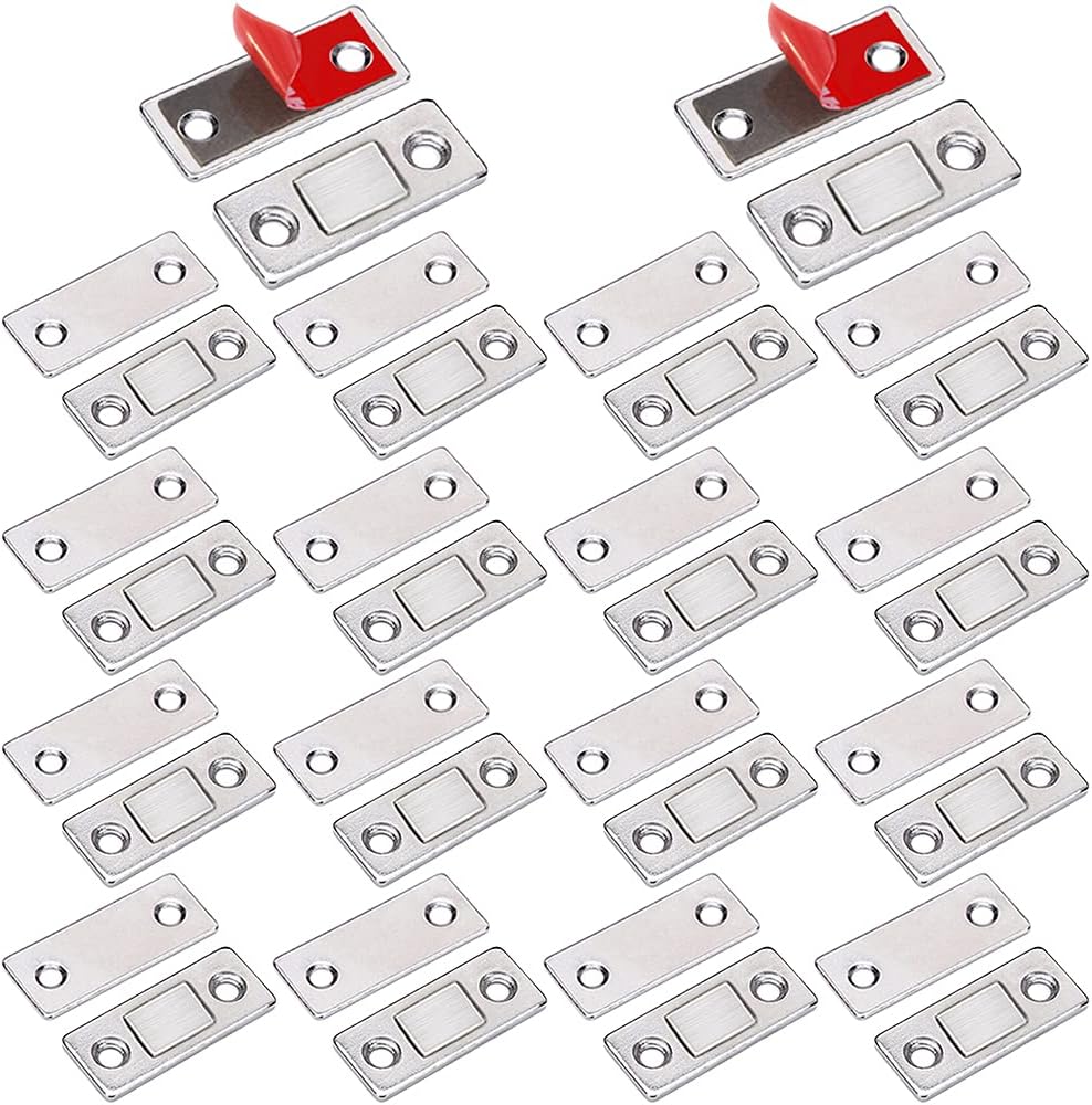 Cabinet Sliding Door Magnets Jiayi 18 Pack Ultra Thin Magnetic Door Catch Stainless Steel Drawer Magnet Catch for Kitchen Door Closure Cabinet Closer Cupboard Closet Door Magnetic Latches Hardware
