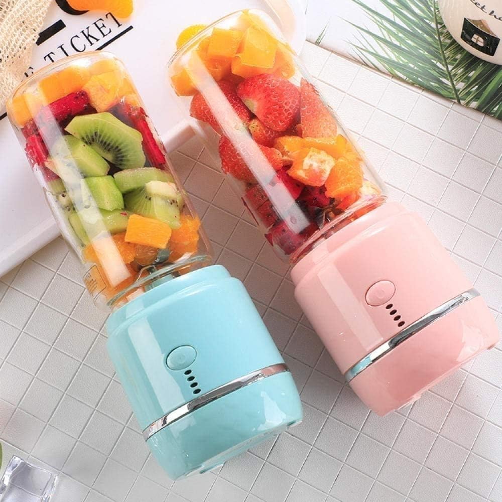 Electric Portable Juicer Blender Cup, Household Fruit Mixer with Six Blades in 3D, 400ml USB Rechargeable Juice Blender Secure Switch Electric Fruit Mixer(Pink)