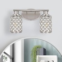 2 Light Bathroom Light Fixtures, Modern Farmhouse Vanity Light,Brushed Nickel Bathroom Lights Over Mirror,Crystal Vanity Lighting Fixtures for Bathroom,Powder Room