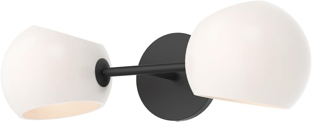 Willow 17-in Matte Black/Opal Matte Glass 2 Lights Wall/Vanity